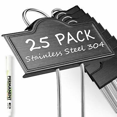 Metal Plant Labels For Garden Outdoor Markers Waterproof Tags With A Pen 25 Pack • $27.99