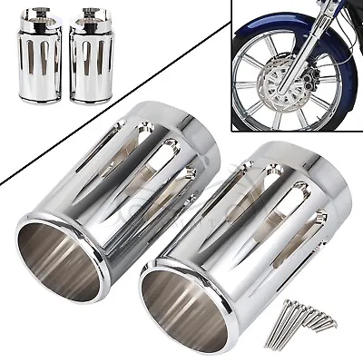 $56.98 • Buy Chrome Fork Boot Slider Cover Cow Bell For Harley CVO Electra Road Glide King