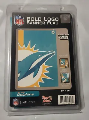 Miami Dolphins Bold Logo Flag Banner 24  X 36  NEW - Outside/Inside • $17.95