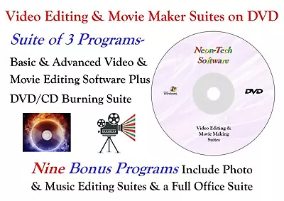 Video & Movie Editor Program + PDF Editing Creation Software Suite On DVD • £5.95