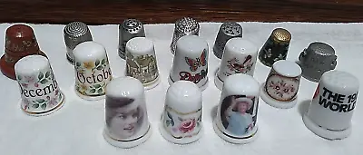 Lot Of 17 Thimbles Metal Ceramic Wood Cloisonne Princess Diana Queen Mum • $14.97