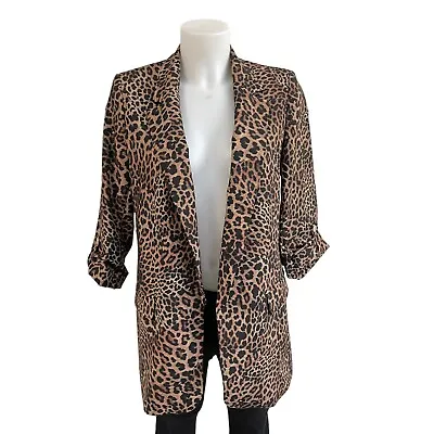 $50 • Buy ZARA Women’s Leopard Animal Print Open Front, Lapel Collar Blazer Coat Size XS