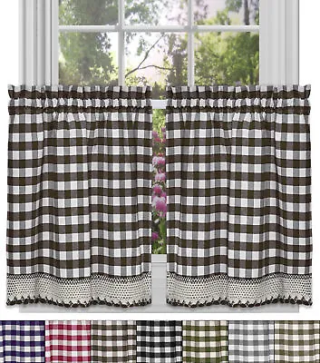 Buffalo Check Gingham Kitchen Curtain Tier Pair  - 36  X 58  • $13