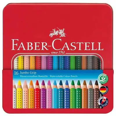 Faber-Castell Colour Pencils Jumbo Grip Triangular Shape Tin Of 16 (110916) • $24.33