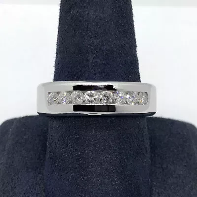 0.75 Ct Tw F/SI-1 Round Cut Diamond Men's Channel Wedding Band 14K White Gold • $1603.93