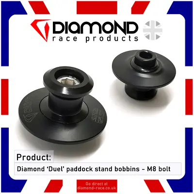 DIAMOND 'DUEL' PADDOCK STAND BOBBINS - M8 Bolts - Fits: Kawasaki Z1000 2018-2019 • £27