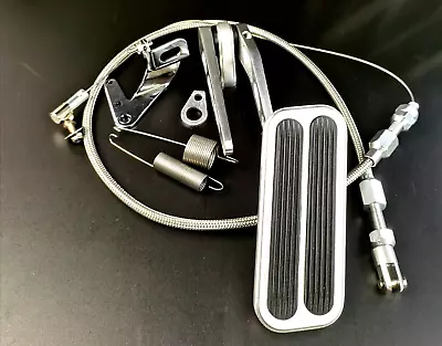 Universal Street Hot Rod Aluminum Gas Pedal + 24  SS Throttle Cable & Spring Set • $59.85