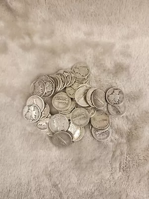 One Mercury Dime Roll (50 Coins) 90% Silver (1934-45)  Juliette • $130