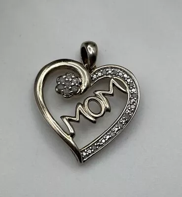Sterling Silver Diamond MOM Heart Pendant  • $11.99