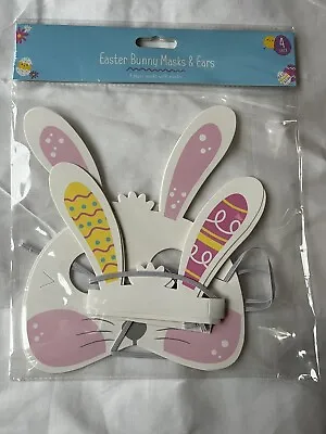 EASTER BUNNY MASK & EARS Egg Hunt Party Rabbit Elastic Card Cute Kids Costume • £3.99
