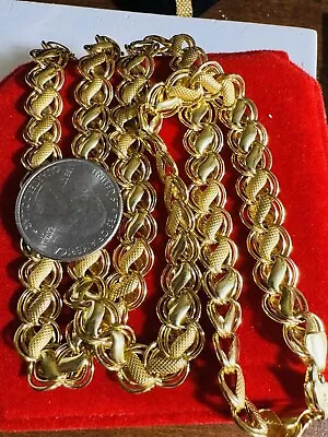 18Carat 18K 750 Yellow Gold Damascus Chain Necklace 24” Long 10mm 18.4g Mens • $2136