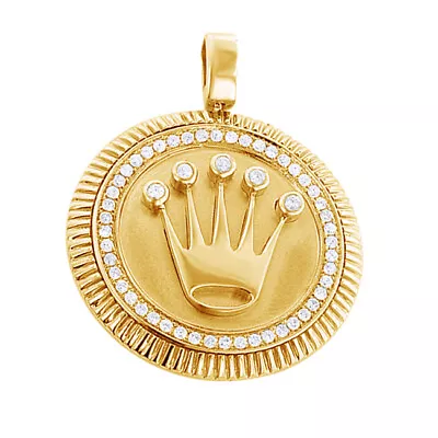 0.95 CT ROUND Cut Simulated Diamond 14K YELLOW GOLD Plated MEN'S PENDANT JEWELRY • $414.30