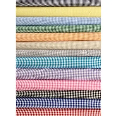 Poly Cotton Gingham Check (1/4  Or 1/8 ) Back To School Uniform Dress Fabric • £4.75