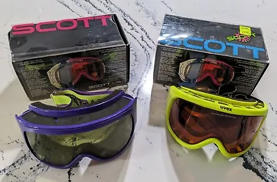 Vintage 80's 90's UVEX Ski Goggles Lot W/ Scott Boxes Hot Colors **READ DESC**  • $39.50