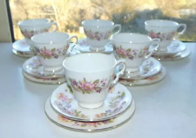 Colclough Fine English Bone China Wayside Pattern 18pc Cups Saucers Plates • £38