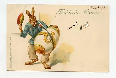 Rabbit Humanized And Habillé .oeuf Embellished Joyeuses Easter. Year 1899 • $57.95