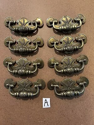 Vintage Brass Dresser Desk Cabinet Drawer Pulls And Knobs 8 Piece Lot A 4.25” • $10