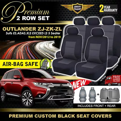 $179 • Buy PREMIUM BLACK Mitsubishi OUTLANDER ZJ ZK ZL SEAT COVERS F+R NOV/2012 To 2019