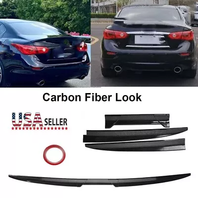 For Infiniti G35 Q50 Coupe Sedan Carbon Look Rear Trunk Spoiler Lip Tail Wing54  • $38.95