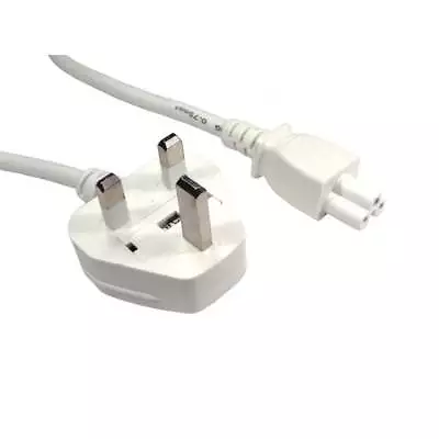 £5.99 • Buy 1.8m UK Plug To C5 Clover Leaf Power Cable Cloverleaf Mains Lead WHITE
