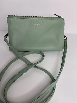 Matt & Nat 3 Compartment Vegan Leather Cross Body Purse Sage Green Y2K • $34.88