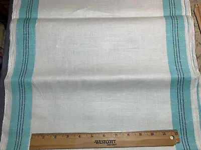 Vintage Linen Kitchen TOWELING TOWEL FABRIC Turquoise&Black Stripes  28 L EXC • $10.99