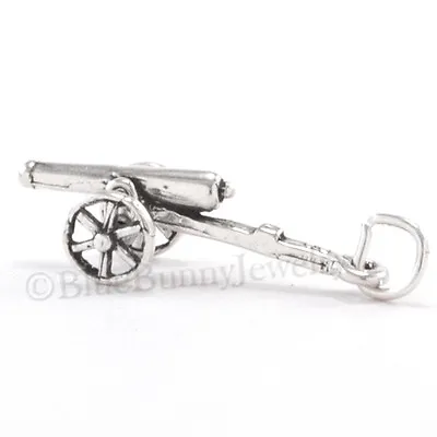 3D CANNON Civil War Military Weapon 925 Sterling Silver Pendant Charm • $15.99