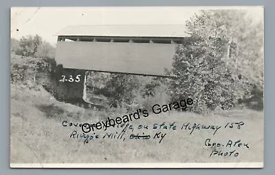 RPPC Covered Bridge State Highway RINGOS MILLS KY Kentucky Real Photo Postcard • $9.99