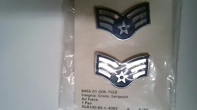 Military Insignia Us Air Force Rank Set Of 2 Sergeant Metal With 2 Clutchbacks • $4.99