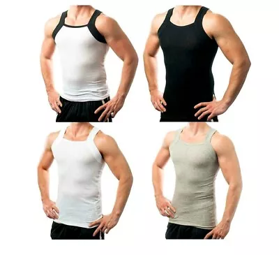 DIFFERENT TOUCH G -Style Tank Top Square Cut Ribbed A Shirt 4 Assorted Pack 2X • $33.99