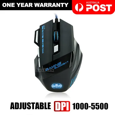 AU USB 5500DPI LED Wired Optical Backlight Gaming Mouse Support Pro 7 Button New • $16.99