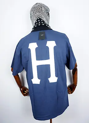 Huf Worldwide Skateboard Shirt T-shirt Tee Essentials Classic H Navy IN M • $14.31