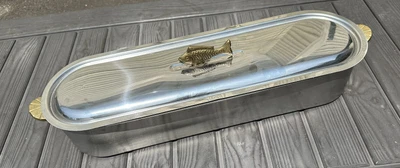 $150 • Buy Fish Poacher Steamer Stainless Steel Sculpted Fish/Shell Handles