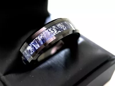 Real Antler Tungsten Ring Blue  Antler Ring  Tungsten Wedding Bands  Mens Ring • $290