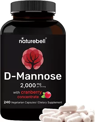 NATUREBELL Made With Organic D-Mannose 1000Mg Per Serving 200 Capsules Strongl • $51.93