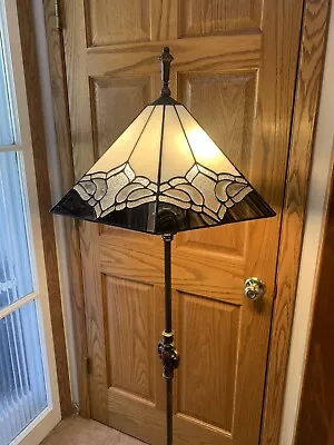 Fabulous Vintage Leaded Slag Glass Stained Glass Pyramid Large Lamp Shade • $135