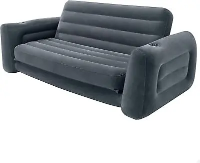 Intex King Size Inflatable Pull Out Sofa Bed Sleep Away Futon Couch - Anthracite • £62.99