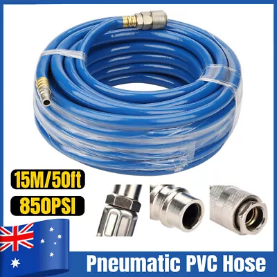 15M Flexible Pneumatic PVC Hose With Quick Connector For Air Compressor 850PSI • $39.89