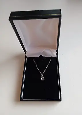 Diamond (0.20 Carat) Necklace 9 Carat Silver Chain With Certification • £80