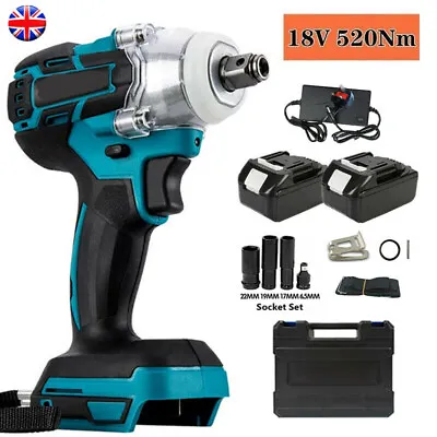 £65.99 • Buy 18V Brushless Cordless Impact Wrench 1/2  Driver Replace With 2 Battery +Charger