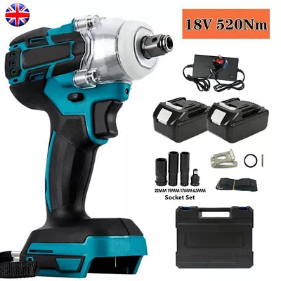 £44.99 • Buy 18V Brushless Cordless Impact Wrench 1/2  Driver Replace With 2 Battery +Charger