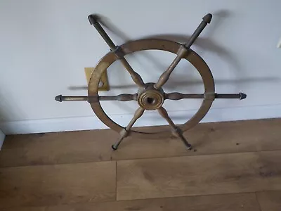 VTG Antique 25  Ship Wheel Solid Brass 16 LBS • $325