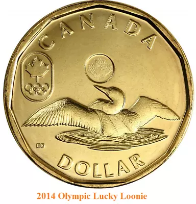 2014 Canada Sochi Olympics Lucky Loonie. UNC. One Dollar $1 Loon Coin • $2.89