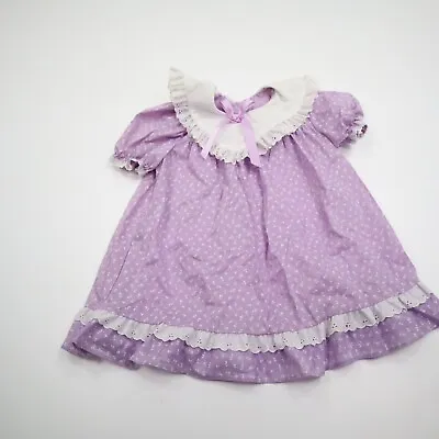 Vintage Purple Dress W/flowers  Size 4T JCPenney Toddler Time  • $14