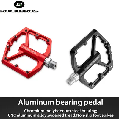 ROCKBROS MTB Bike Platform Pedals Aluminum Bicycle Cycling Sealed Bearing Pedals • $27.99