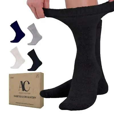 3-12 Pairs Health Circulatory Crew Cotton Diabetic Socks White 9-11 10-13 13-15 • $7.49