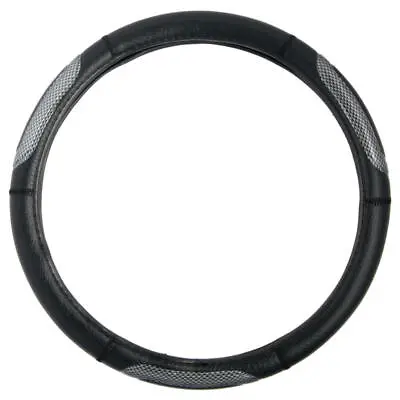 Gray And Black Two Tone Leather Steering Wheel Cover Universal 14.5-15.5 Inch • $15.97