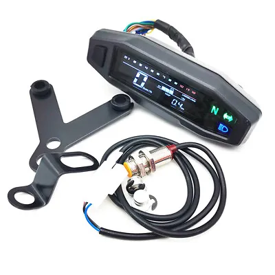 Motorcycle LCD Digital Speedometer Odometer Tachometer Gauge Meter With Bracket • $39.86