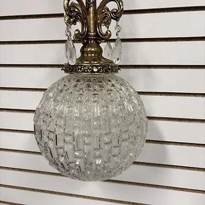 EF & EF Industries Crystal Swag Hanging Lamp 1970 Hollywood Regency  56” Vintage • $140