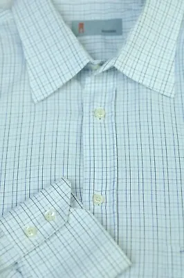 Missoni Men's White Blue Black Check Cotton Dress Shirt 17.5 X 35 • $47.99